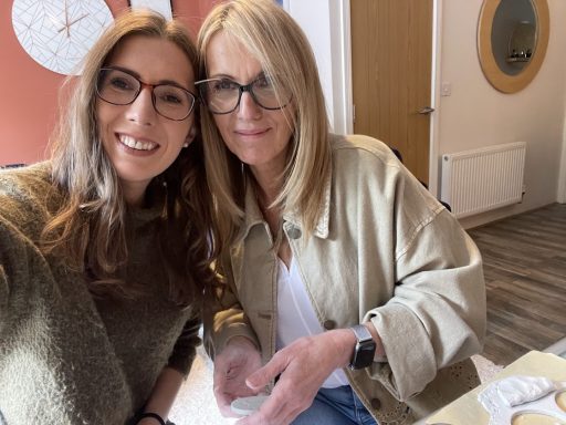 Emma and Karen with glasses on 